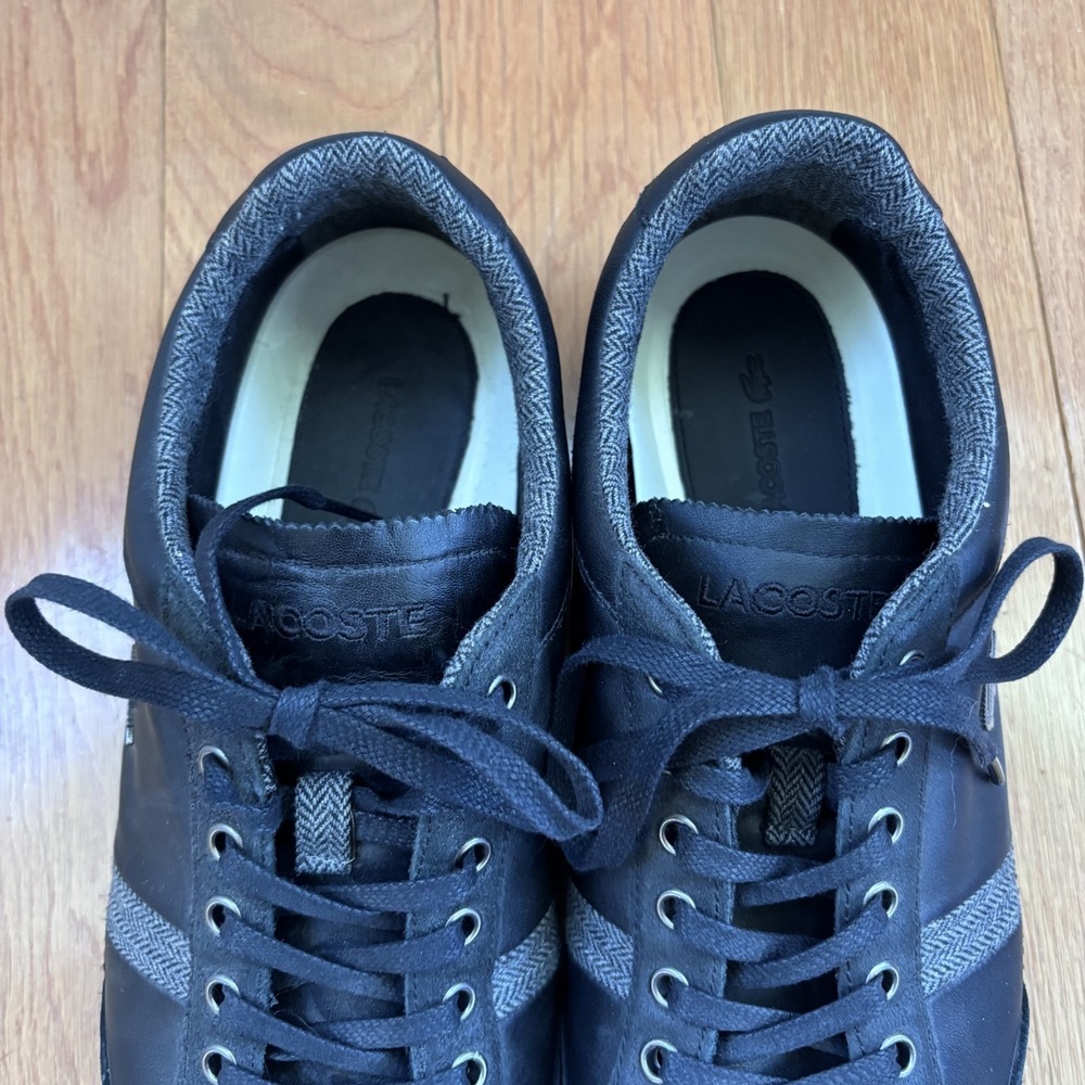 Lacoste Misano 25 SRM Black‎ Leather Shoes Men's Size 10.5 Dress Casual Sneakers View 4